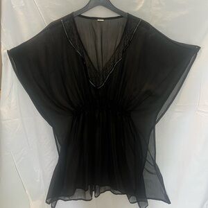 Elegant Black Sheer Kaftan Top
